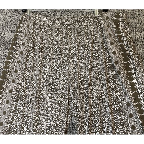Attitudes Renee 2XP Brown White Floral Geometric Wide Leg Pants Tropical Resort - Picture 3 of 7
